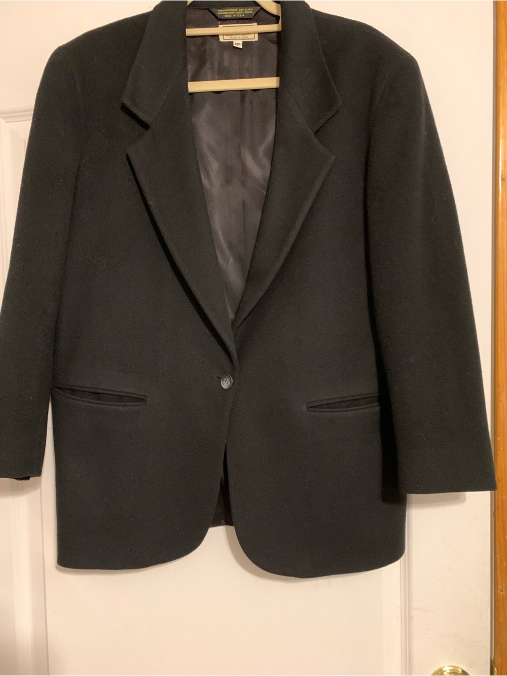 Vintage LL Bean Black Wool Cashmere Pea Coat 12P
